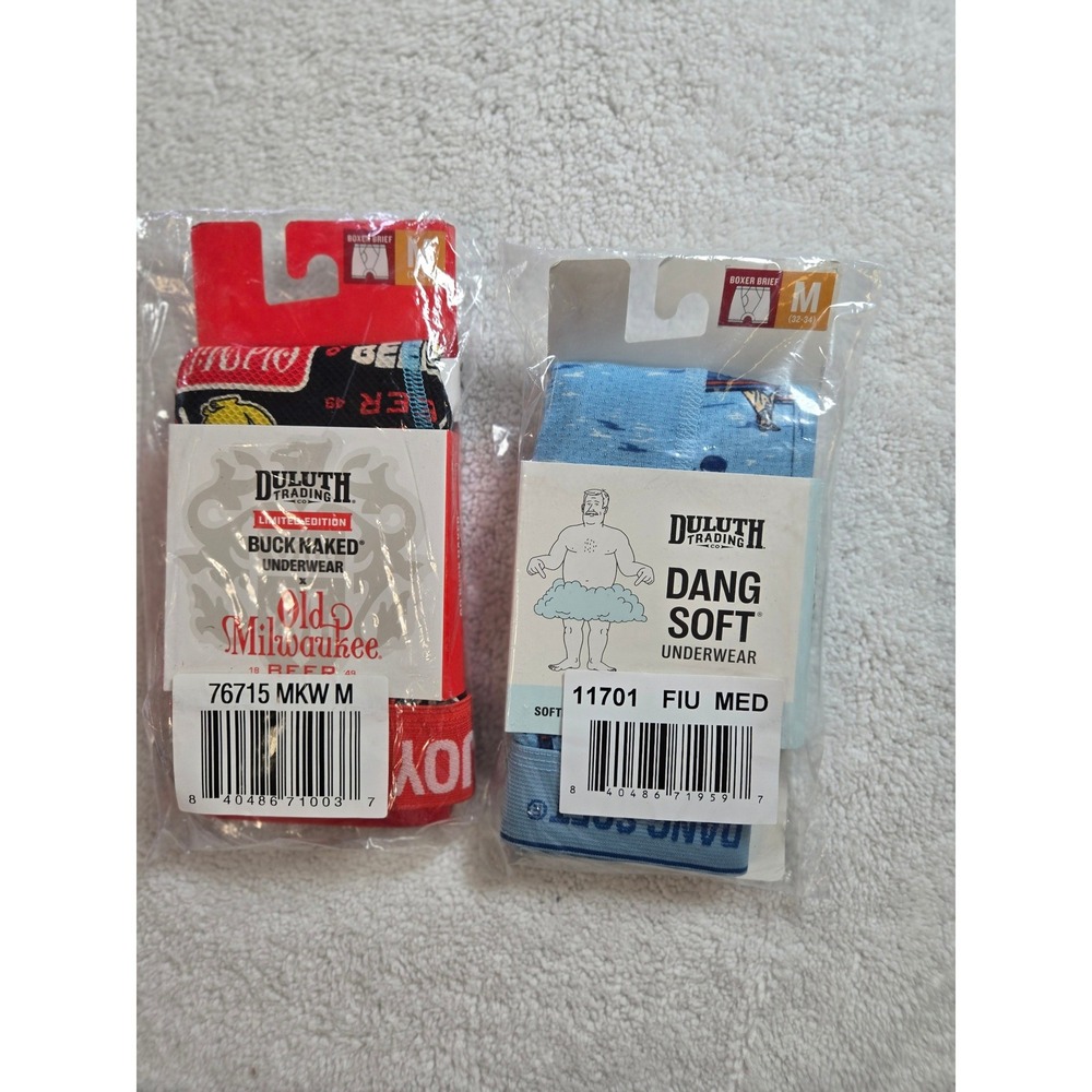 Duluth Trading Co Mens Boxer Briefs M Old Milwaukee Buck Naked Dang Soft 2pk